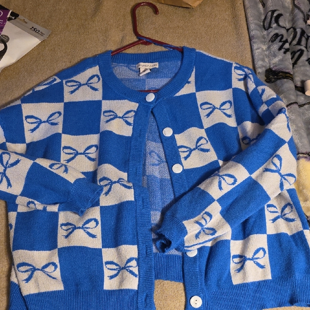 Sincerely Jules Blue and White Cardigan
